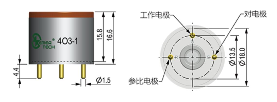 臭氧檢測儀用電化學傳感器 (4O3-1)0-1ppm